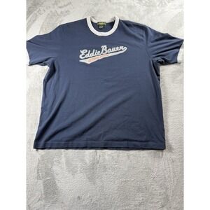 Eddie Bauer Mens T Shirt XL Navy/ Gray Outdoor Outfitters  Fishing Hiking
